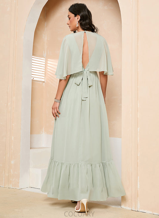 V-neck Ankle-Length Neckline Sequins Length Embellishment Fabric A-Line Silhouette Haylie Natural Waist Sleeveless Bridesmaid Dresses